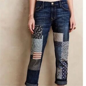 Current/Elliott The Fling Patchwork Jeans Size 26 Cropped